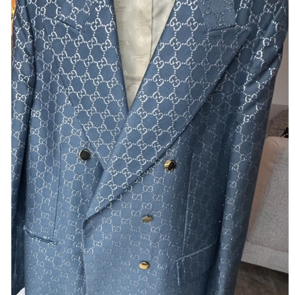 Gucci Other - Gucci Navy Monogram Double-Breasted Blazer